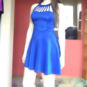 A-line royal blue short dress